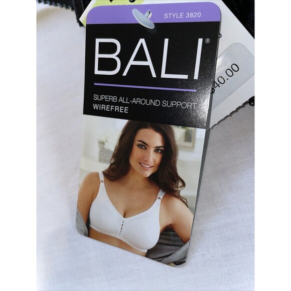 Bali Full Support Women’s Lace Rim Bra Size 40B Black Comfort M Frame Cup NWT - Picture 2 of 12